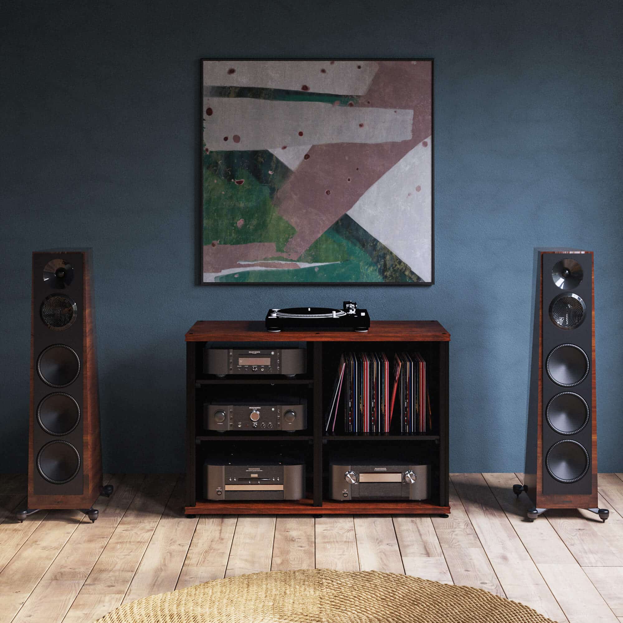 Chameleon Barcelona white cabinet in bright modern living room.