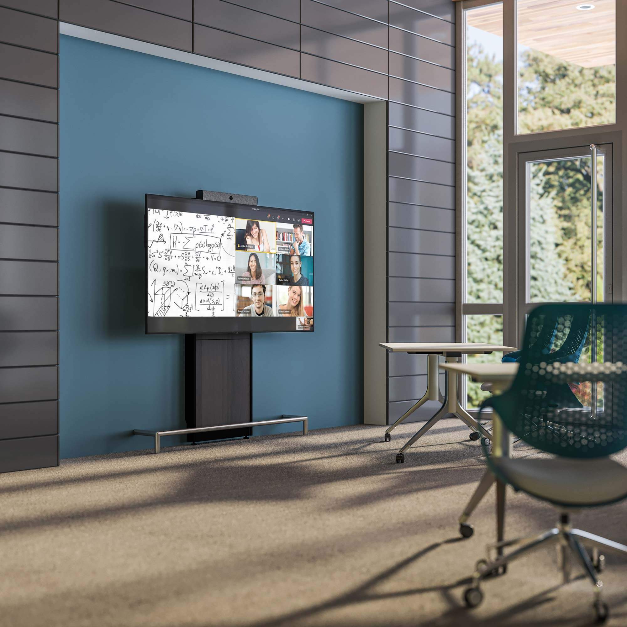 Armario blanco Chameleon Barcelona en un salón moderno y luminoso.